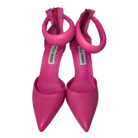 Steve Madden Ele Puff Ankle Strap Barbie Pink Bubblegum Heels New Size 6 Pointed - Picture 8 of 11